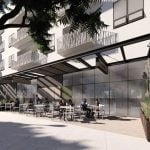 A rendering of the Promenade in Palm Coast's Town Center. The six-building complex will include glassed-in business fronts on the ground floor and 204 apartments above.