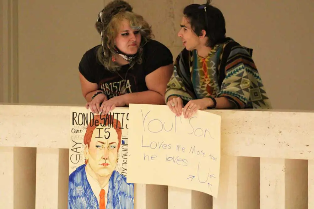 Don't say Ron. Students protesting on the 5th floor of the Florida Capitol Building in March. (Danielle J. Brown)