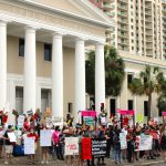 Protesters in defense of a woman's right to choose an abortion gather in front of the Florida Supreme Court on Tuesday. (Danielle J. Brown)