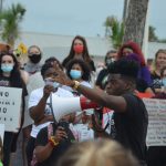 Protests like th Black Lives Matter protest at Veterans Park in Flagler Beach in June 2020 would be criminalized, if a bill in the Florida Legislature becomes law. (© FlaglerLive)