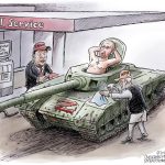 The Enablers by Adam Zyglis, The Buffalo News (assuming there's understanding that those poil profits are banked on European sales.)