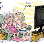 Too Much Queen on TV by Daryl Cagle, CagleCartoons.com