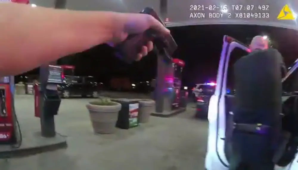 A still from one of the deputies' body cam during this morning's incident at RaceTrac on Palm Coast Parkway. See the video below. 
