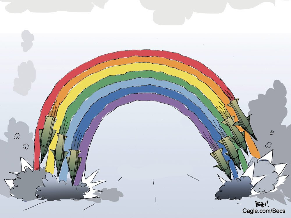 The rainbow of these times by Becs, CagleCartoons.com