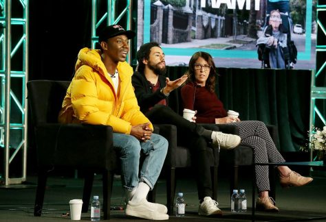 Hulu’s comedy-drama series ‘Ramy,’ created by actor-comedian Ramy Youssef, follows a young Egyptian-American Muslim navigating life’s challenges. Youssef, center, appears at a press conference in 2019.