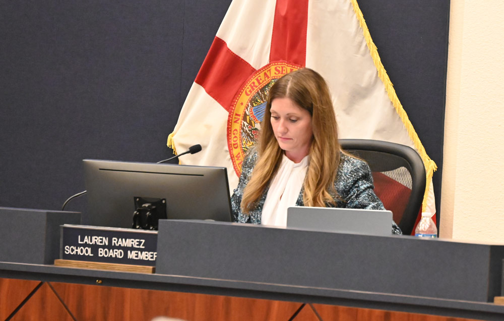 School Board member Lauren Ramirez volunteered a request to the Florida Ethics Commission for an opinion on potential conflicts of interests between her private business and the district. (© FlaglerLive)