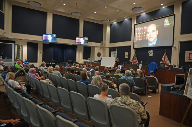 An audience of about 75 attended the ceremonial part of Hadeed's retirement party, though with the preceding reception, some 100 people attended. (© FlaglerLive)