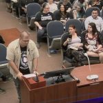 Randy Bertrand addressing the Flagler County School Board at a meeting last year.