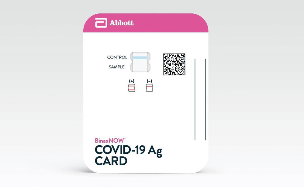 The rapid covid test the Flagler Health Department is expecting, from Abbott, looks like a credit card that's run through a small machine, providing results in minutes. (Abbott)