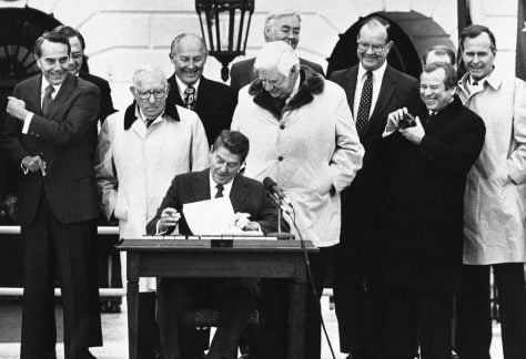 Social Security has lasted as long as it has thanks to the bipartisan deal that President Ronald Reagan and congressional leaders hammered out in 1983. AP Photo/Ed Reinke