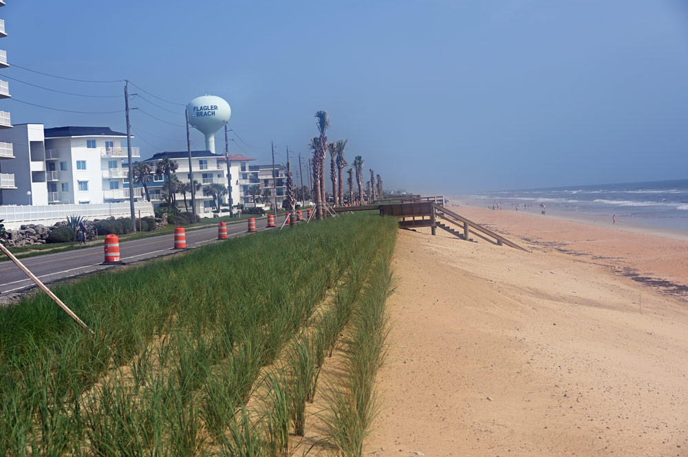 A rebuilt beach at the south end of Flagler Beach. (© FlaglerLive)