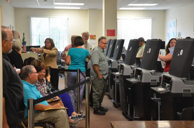That particular picture doesn;t reflect it, but at one point during last November's recount, the Flagler Elections Supervisor's Office drew some 48 people in attendance. (© FlaglerLive)