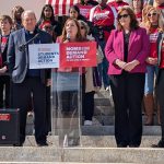 Florida Democratic Senate Leader Lori Berman speaking in front of the Old Capitol in Tallahassee on Jan. 28, 2026. (Photo by Mitch Perry/Florida Phoenix)