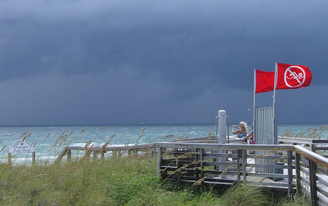 Red flags on the ocean 