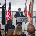 Florida Gov. Ron DeSantis speaking at the Hula Bay Club in Tampa on Dec. 3, 2025. (Photo by Mitch Perry/Florida Phoenix)