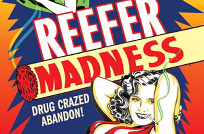 A detail from one of the posters for "Reefer Madness," the 1936 American propaganda film that attempted to link marijuana to degeneracy. (Wikimedia Commons)