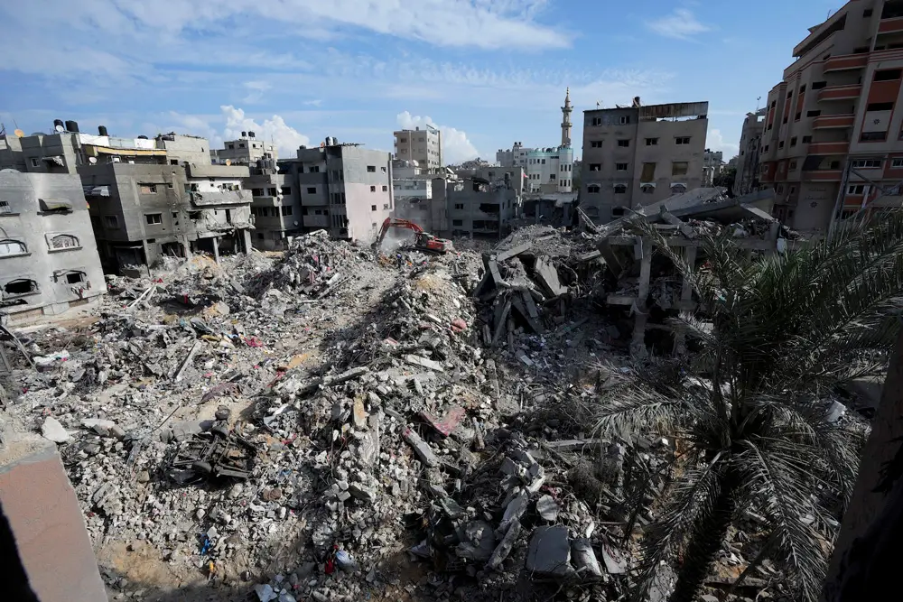 The scene in the Bureij refugee camp following an Israeli bombardment of the Gaza Strip on Nov. 14, 2023. 