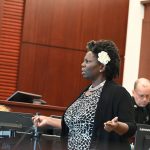 The no nonsense Regina Nunnally in arguments to a jury during a 2022 trial, when she was an assistant public defender in Flagler County. (© FlaglerLive)