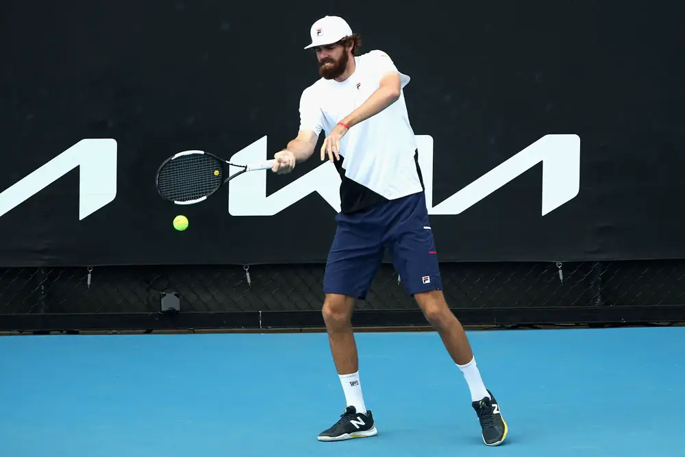 Reilly Opelka won his first-round Australian Open match in straight sets. (Tennis Australia)