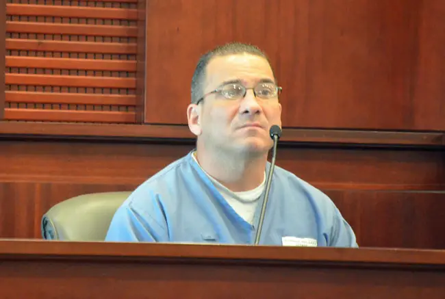 Michael Renaud, now 44, was 17 when he murdered Margaret Rogers at a house on Point Pleasant Drive in palm Coast in 1992. He was back in court, arguing for his early release. (© FlaglerLive)