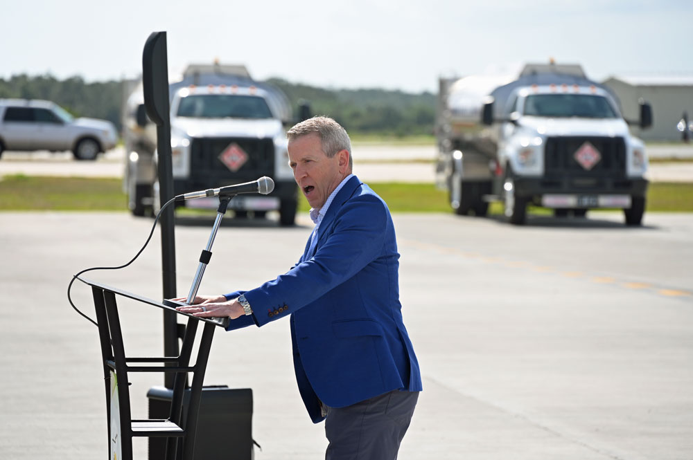 Paul Renner in an appearance at Flagler County's airport in April. (© FlaglerLive)