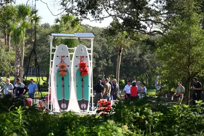 Self-serve kayak rentals are available at Waterfront Park. (© FlaglerLive)