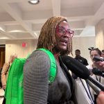 Angie Nixon, a Democratic state representative from Jacksonville, speaks with reporters after the House overwhelmingly rejected her resolution advocating for de-escalation and a cease-fire in Israel and Gaza. (Credit: Jackie Llanos)