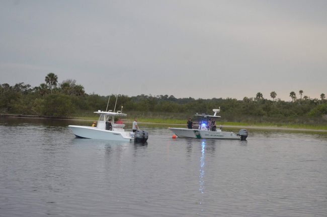 Private boaters joined the Florida Fish and Wildlife Conservation Commission officers in the search. Click on the image for larger view. (© FlaglerLive)