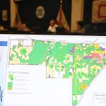 A map of the Reserve at Haw Creek development the developers displayed late last year at the Bunnell City Commission, which turned down a request to reduce open space. (© FlaglerLive)