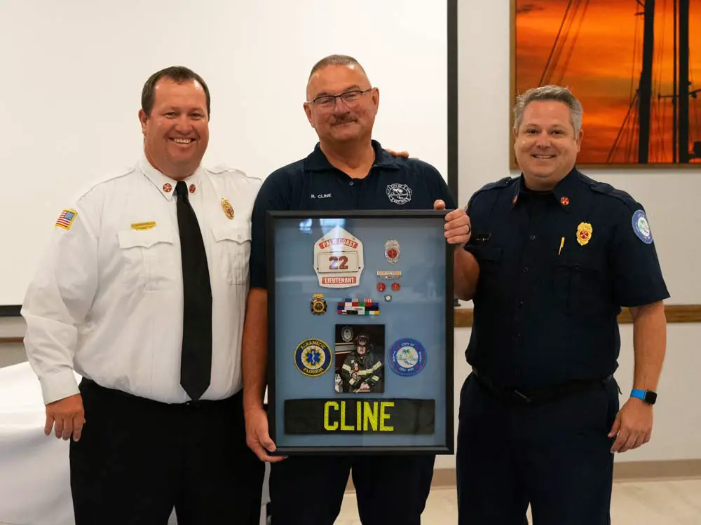 Fire Chief Kyle Berryhill, Lt. Richard Cline, and Battalion Chief Thomas Ascone. (Palm Coast)