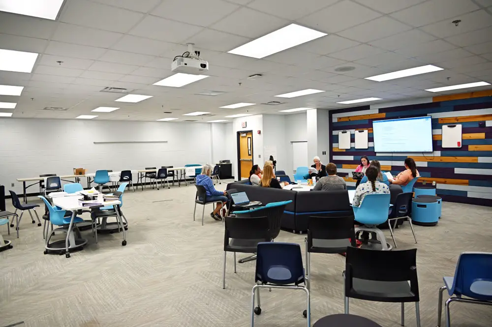 The joint committees of Flagler Palm Coast High School and Matanzas High School meeting this afternoon at Matanzas. (© FlaglerLive)