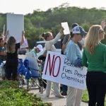 Protesters of a sprawling rezoning to industrial designations last June in Bunnell. (© FlaglerLive)