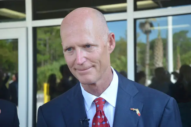 Gov. Rick Scott wants a constitutional amendment that would impose a supermajority requirement on lawmakers when they're seeking to raise taxes. But the proposal is vague, so far. (© FlaglerLive)