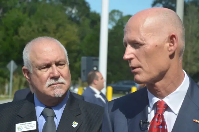 Gov. Rick Scott with Frank Meeker last November, at the dedication of the new Sheriff's Operations Center in Bunnell. (© FlaglerLive)