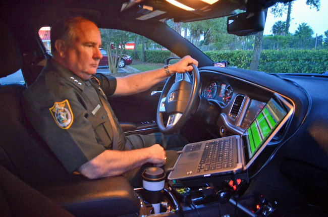 Sheriff Rick Staly on Patrol in April 2015, when he was undersheriff. (© FlaglerLive)