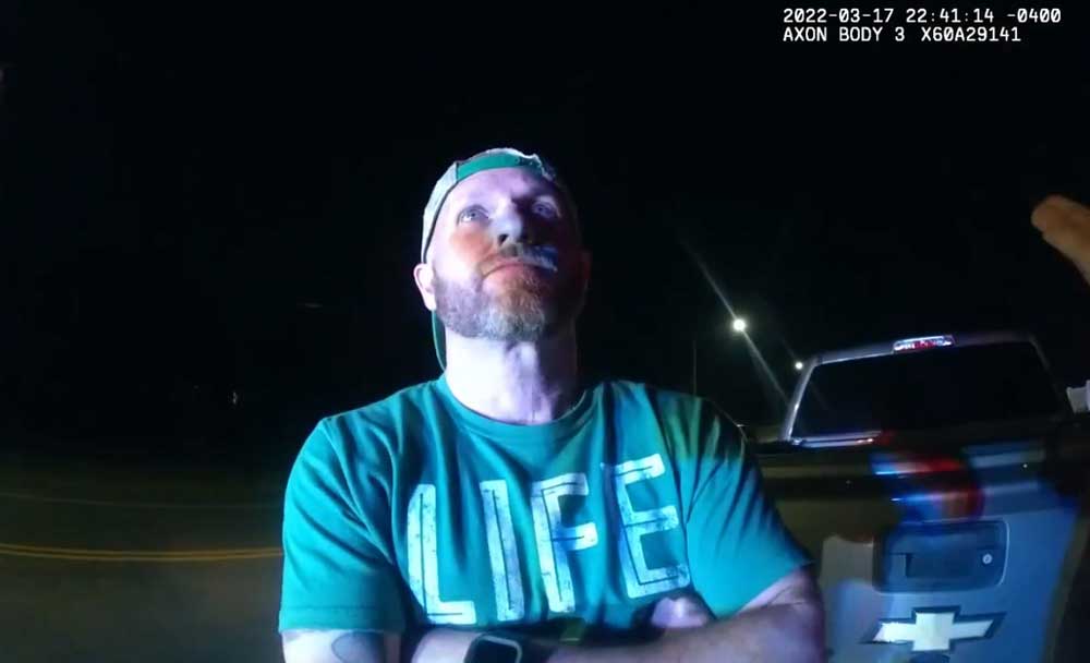 The Sheriff's Office's Rob Myers during the traffic stop conducted by deputy Seth Green in March, on Palm Harbor Parkway. (© FlaglerLive via bodycam video)