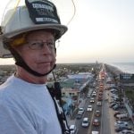 Robbie Creal above the city during a July 4 celebration. (© FlaglerLive)