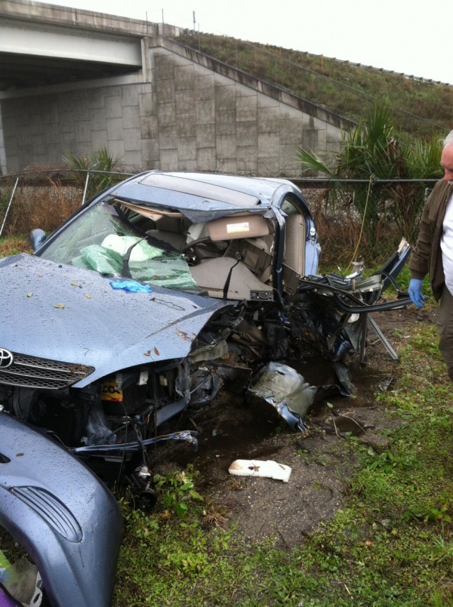 The Toyota after the wreck. Click on the image for larger view. (© FlaglerLive)