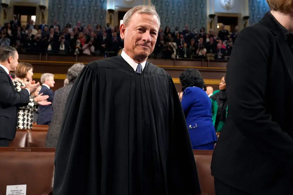U.S. Supreme Court Chief Justice John Roberts attends the State of the Union address on Feb. 7, 2023. 