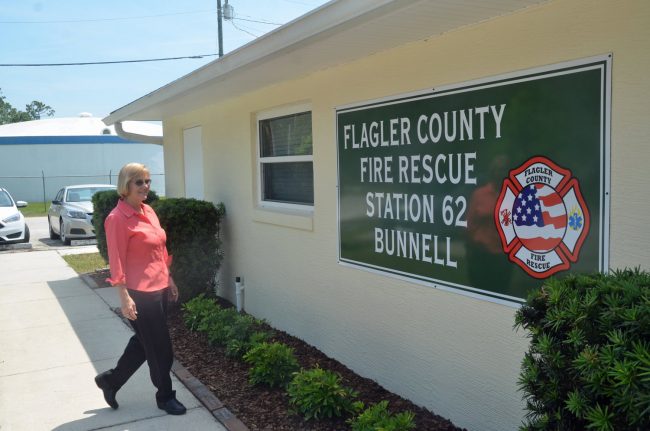 To Bunnell Mayor Catherine Robinson, it's a heritage thing, and Bunnell heritage is being preserved even as the station is transferring over to the county. Click on the image for larger view. (© FlaglerLive)