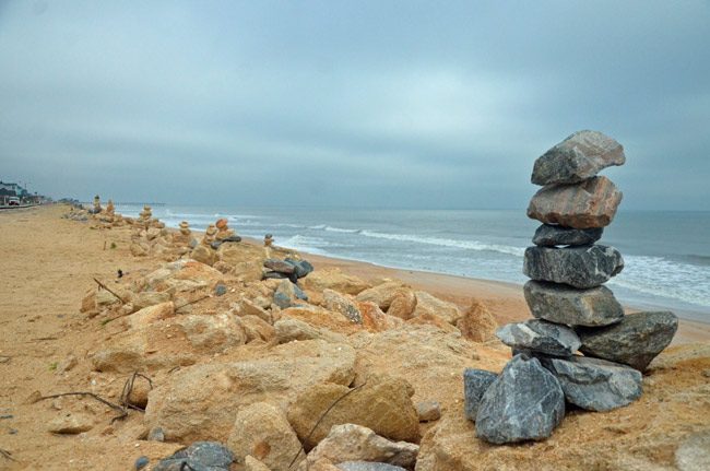 New rock formations along A1A in Flagler Beach. (© FlaglerLive)