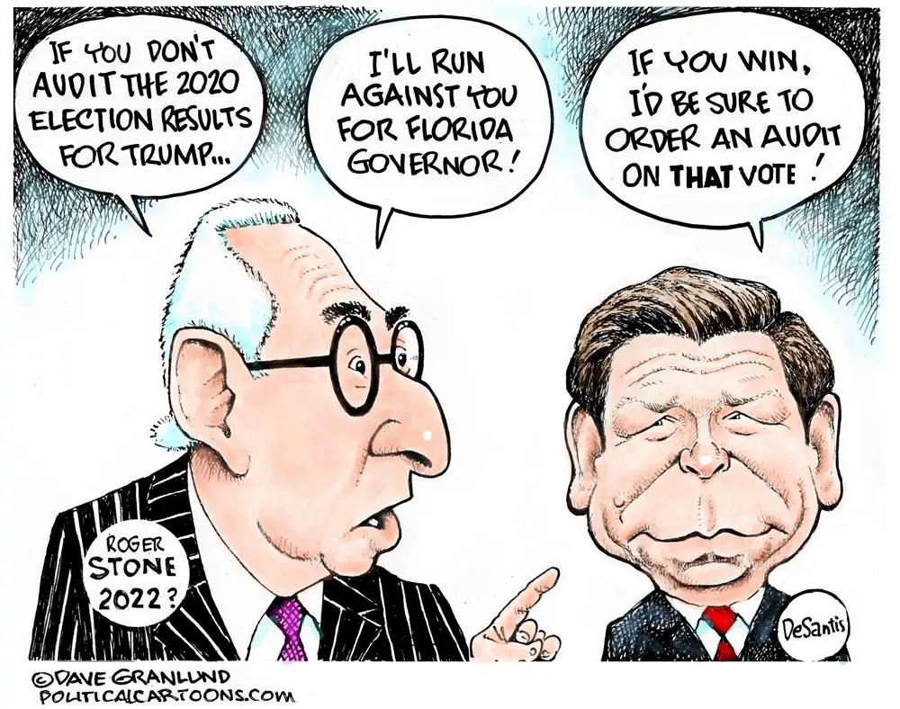 Gov DeSantis and Roger Stone threat by Dave Granlund, PoliticalCartoons.com