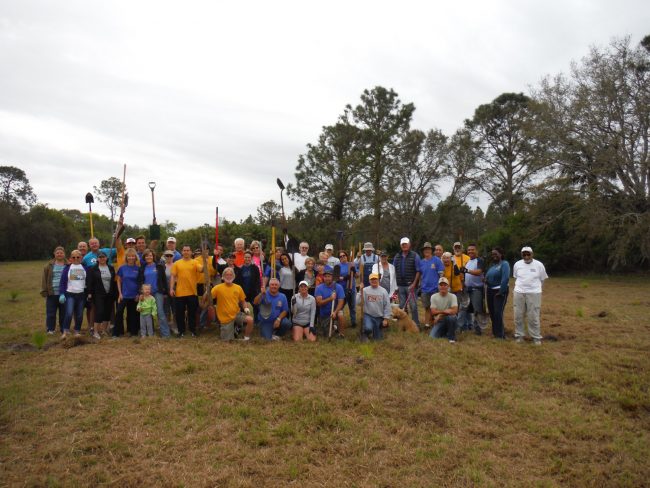 Rotarians at work: A group shot of volunteers from all three clubs. (Rotary)