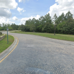 The roundabout connecting to Airport Road near the area of the planned shopping center in Hunter's Ridge. (Google)