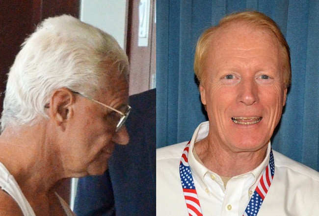 John Ruffalo, left, and Dennis McDonald, are ranking members of the Ronald Reagan Republican Assemblies of Flagler County. They have been on a losing streak in their efforts against local governments. (© FlaglerLive)