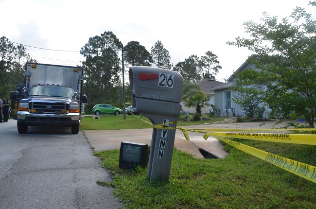 The house at 26 Ryken Lane this morning. (c FlaglerLive)