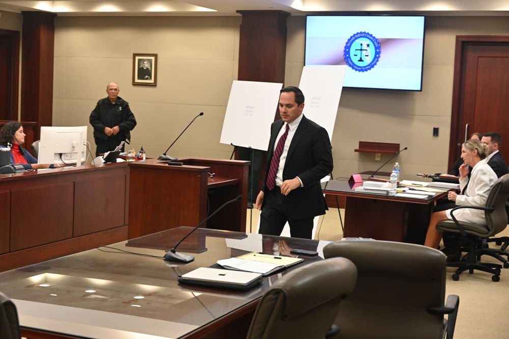 Attorney Anthony Sabatini, seen here in court last July, is representing former Flagler Beah employee Bryan Moisao in his whistleblower lawsuit against the city. (© FlaglerLive)