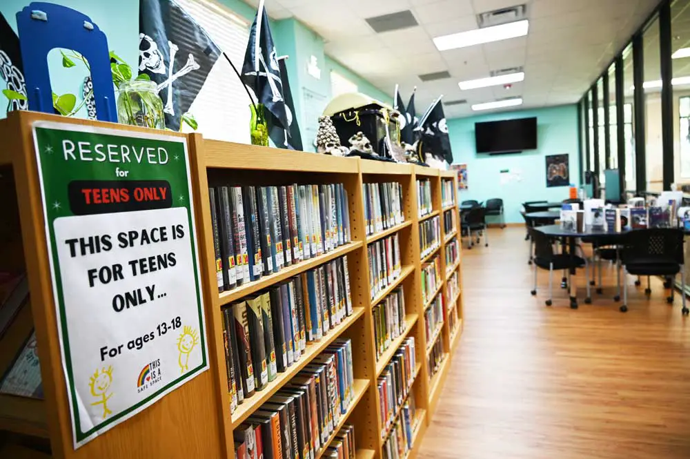 The Flagler County Public Library takes its safe spaces seriously--for teens, for books that are frequently challenged or banned elsewhere, and for for open discussions. (© FlaglerLive)