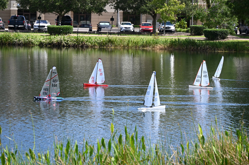 Model sailboats in Palm Coast's Central Park. (© FlaglerLive)
