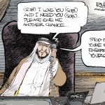 Begging OPEC by Rivers, CagleCartoons.com